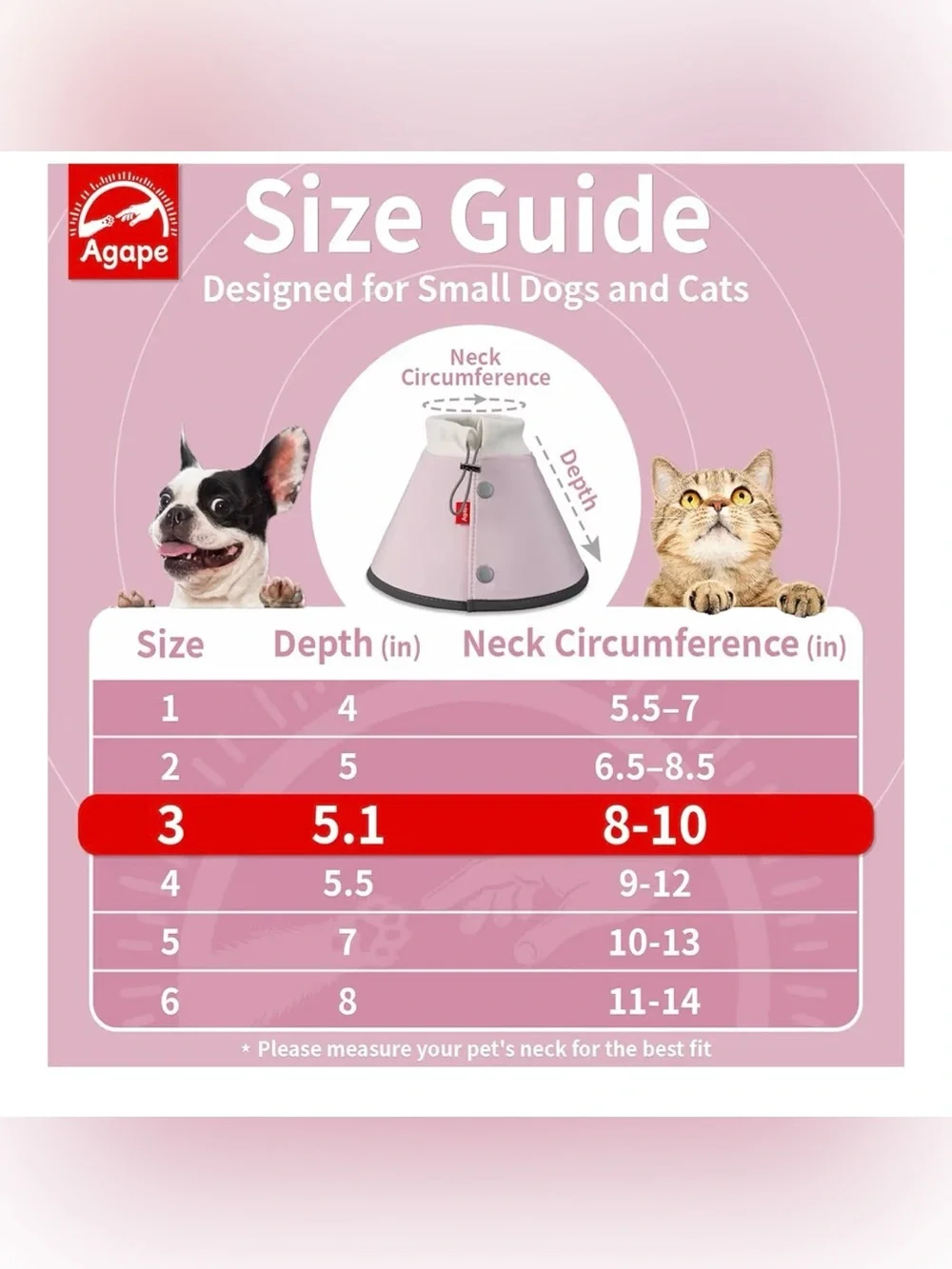 Agape Pink Soft Fabric Recovery Cone for Dogs (NEW)